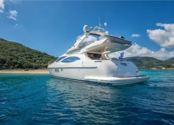 Manu Motor Yacht based in Zakynthos, Greece, a fantastic local crew of two, the ideal yacht for island-hopping and cruising inside the caves - High Point Yachting