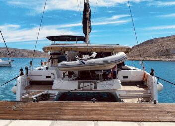 croatian catamaran charter Aura aft