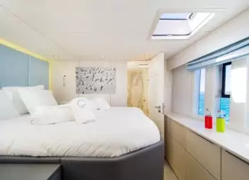 Solitaire Modern Sailing Catamaran Charter Croatia luxury master bedroom - High Point Yachting