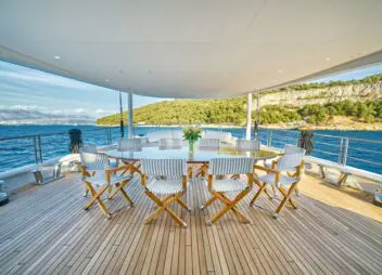 Sailing Yacht Acapella outdoor dining area