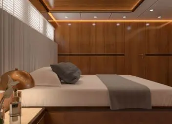 Life is good luxury master bedroom cabin - High Point Yachting