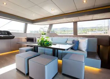 crewed yacht charter saloon