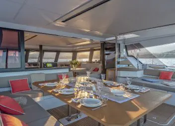 catamaran charter Floramye aft deck